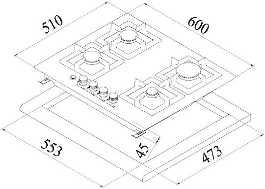 La Germania Εστία Υγραερίου & Ρεύματος Αυτόνομη 60x51εκ.