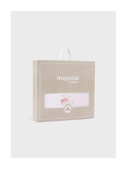 Mayoral Blanket Nursery Swaddling Blankets Waffle Pink with Animal Salmon 92x82cm