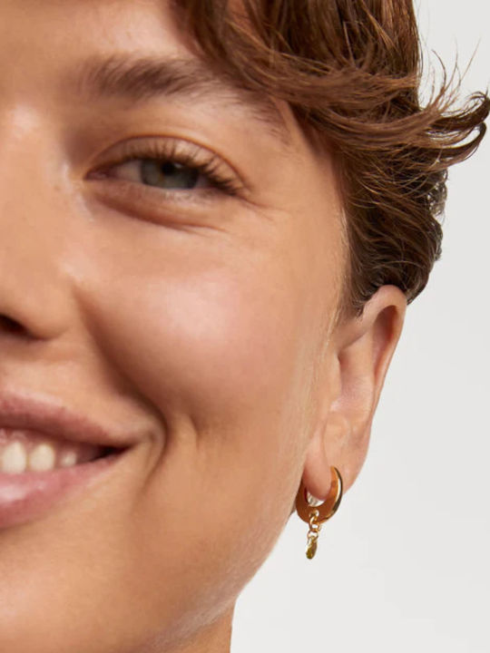 P D Paola Earrings Hoops made of Silver Gold Plated with Stones