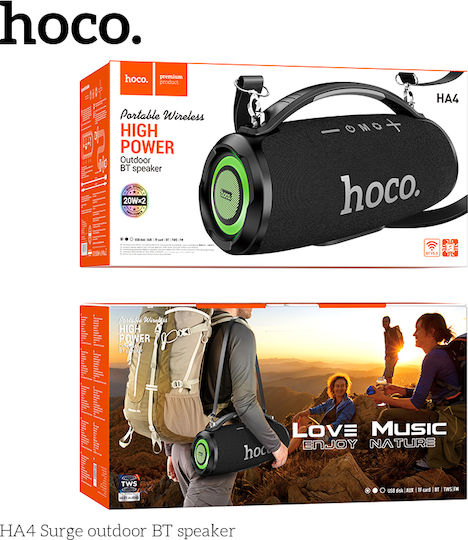 Hoco Surge Ηχείο Bluetooth 40W με Ραδιόφωνο και Διάρκεια Μπαταρίας έως 4 ώρες Μαύρο