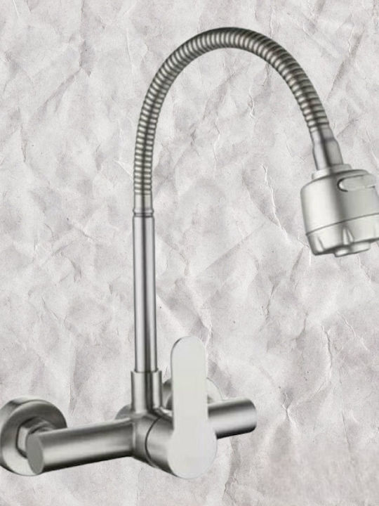 Fox 270 Kitchen Faucet Wall with Spiral Silver