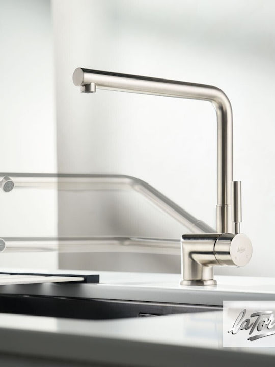 La Torre Tech Kitchen Faucet Counter Inox Silver