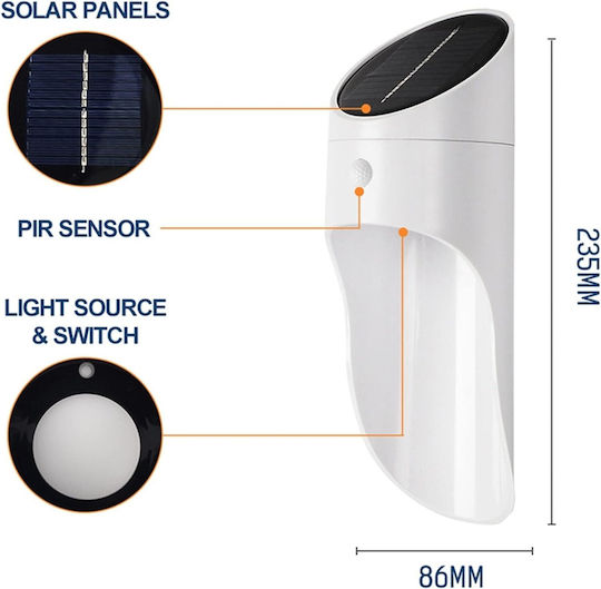 Wall Mounted Solar Light Traffic light 0.37W with Motion Sensor and Photocell IP65
