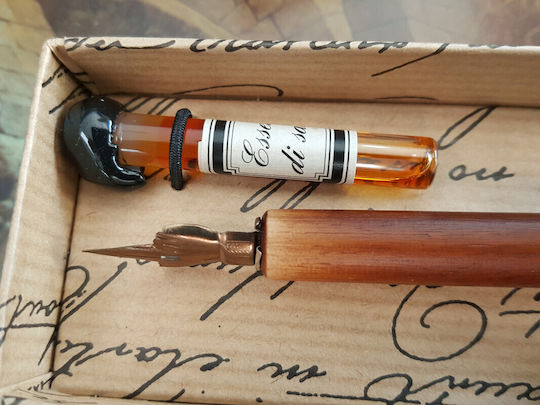 Francesco Rubinato Calligraphy Pen Set Black Wooden with Black Ink