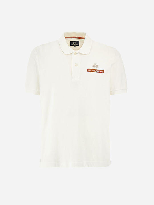 La Martina Ανδρική Μπλούζα Κοντομάνικη Polo Off White