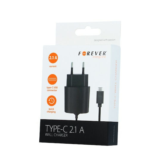 Forever Charger with Integrated Cable USB-C Black (80-0405)
