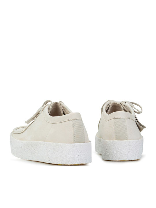 Wallabee Мъжки ежедневни обувки Бели