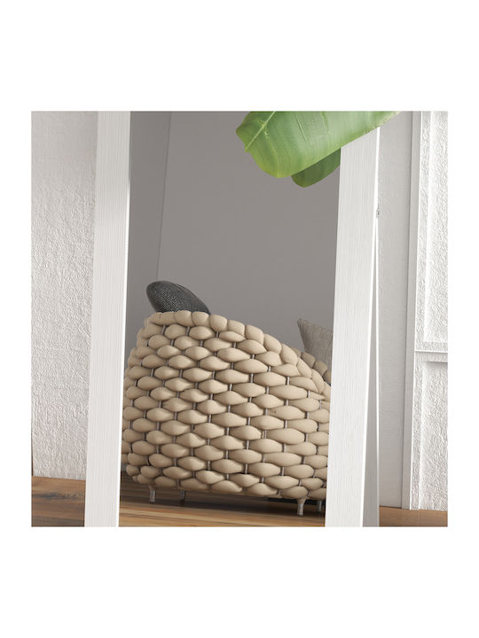 HomCom Oglindă De Podea Cu Cadru Din Lemn Alb 155x40cm