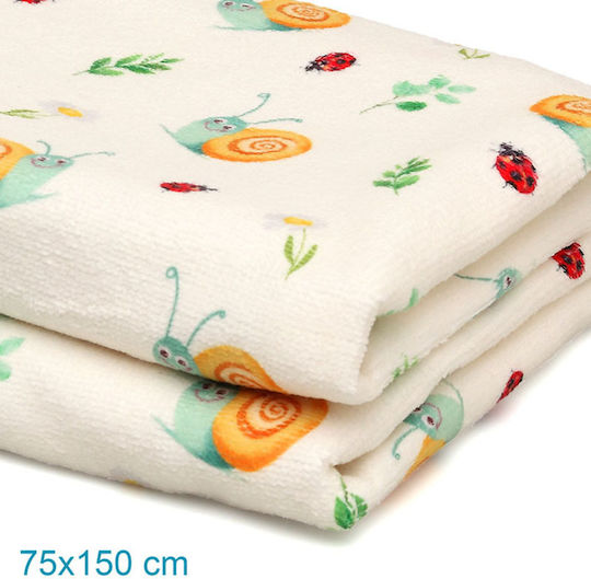 Kiokids Snail Kids' Beach Towel Light Blue 150x75cm