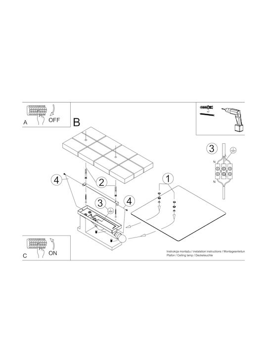 Sollux Ceiling Mount Light 48cm Beige with Socket E27