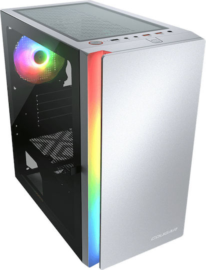 Cougar Purity RGB Геймърско бюро Мини кула Компютърна кутия със страничен прозорец Бял