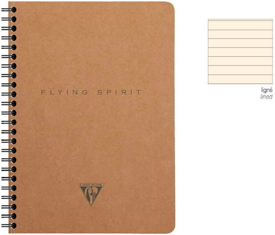 Clairefontaine Flying Spirit Σημειωματάριο Σπιράλ A5 120 Φύλλων Ριγέ Καφέ
