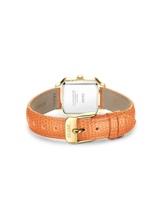 Cluse Gracieuse Petite Uhr mit Orange Lederarmband