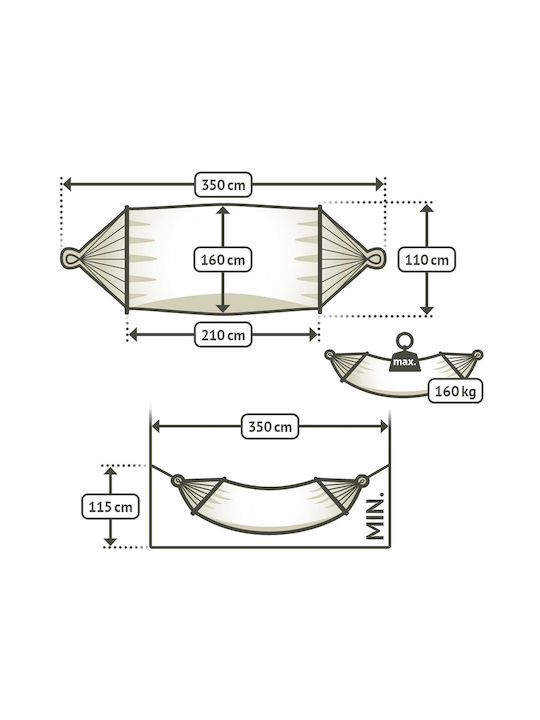 Showood Αιώρα Υφασμάτινη Μπεζ 350x160εκ.