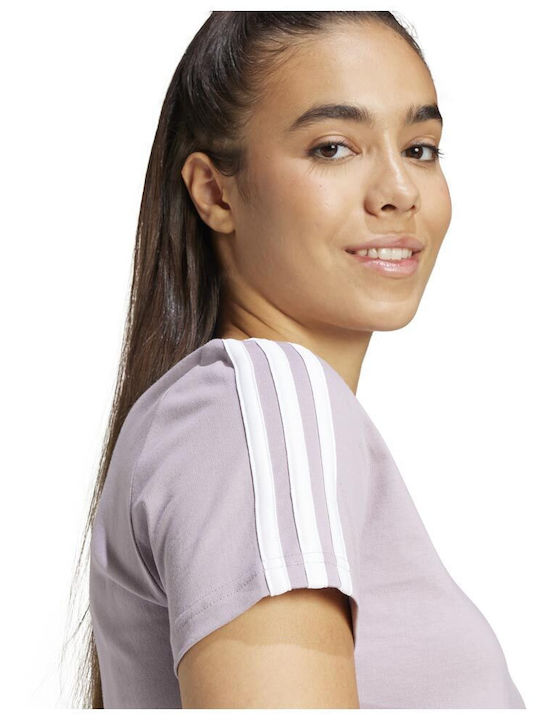 Essentials 3-Stripes Дамска Спортна T-shirt На Райета Лилава