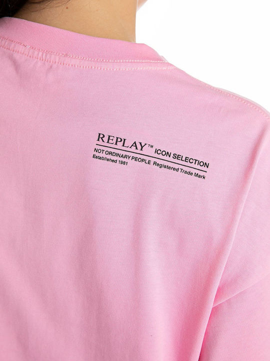 Damen Bluse Baumwolle Kurzärmelig Rosa
