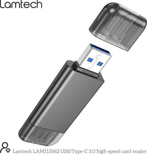 Lamtech Card Reader USB 3.0 Type-C για SD Γκρι