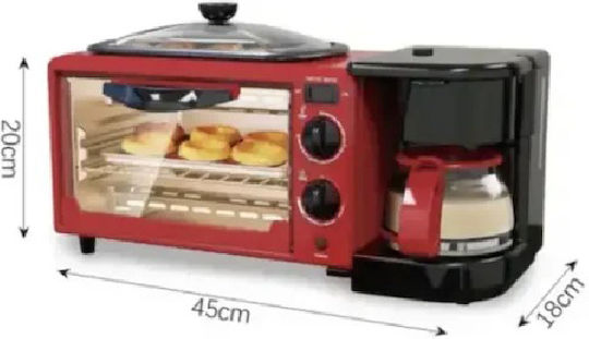 Raf 3 Ηλεκτρικός Φούρνος Καφετιέρα R.5308r 3 In 1 Breakfast Maker