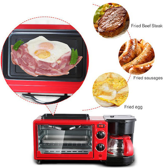 Raf 3 Ηλεκτρικός Φούρνος Καφετιέρα R.5308r 3 In 1 Breakfast Maker