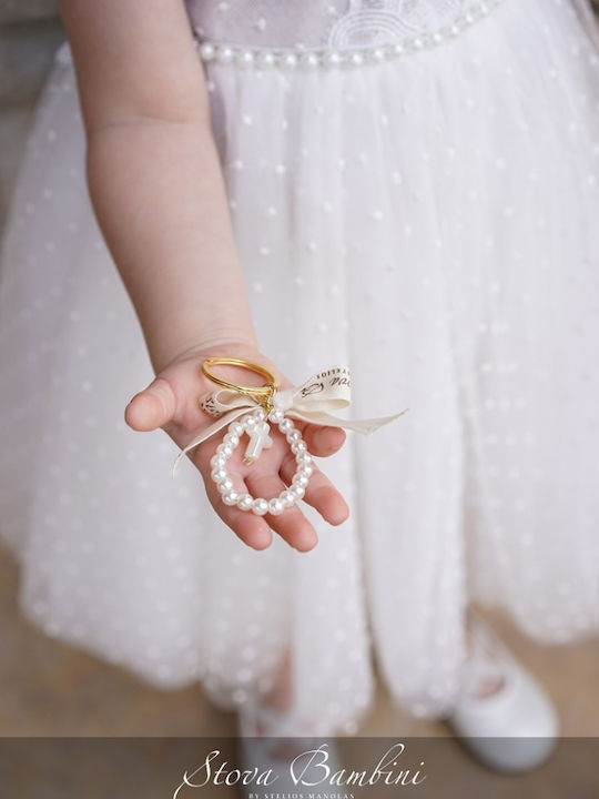 Stova Bambini Λευκό Φόρεμα Βάπτισης από Τούλι