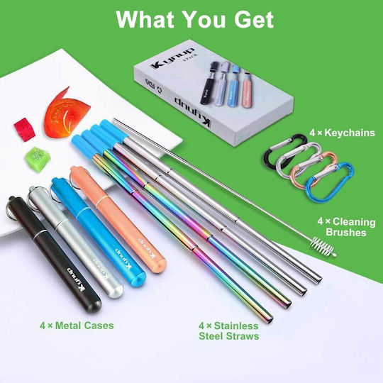 Kynup Straws Metal Multicolored 4pcs