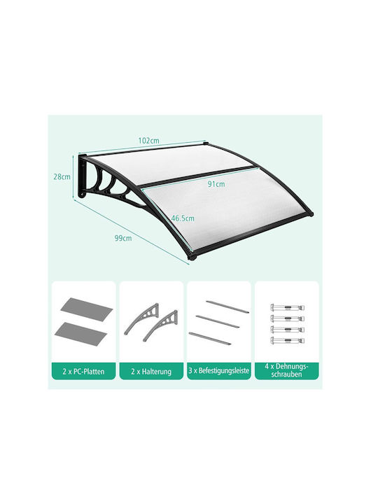Costway Polycarbonat Kapuzinerdach P102xB99cm