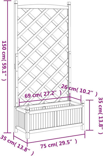 vidaXL Саксия Дърво Кафяв 35см.