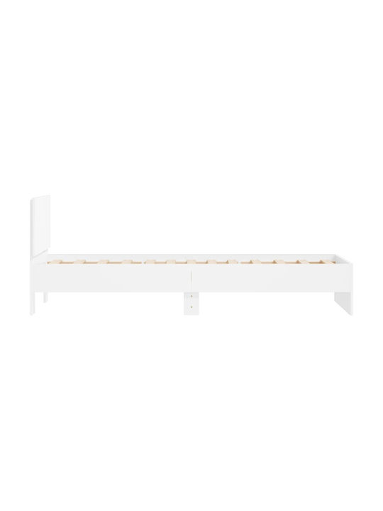 Pat Single Din Lemn Alb Cu Plăci Pentru Saltea 90x200cm