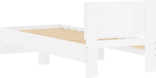 Ein Einzelbett Aus Holz Weiß mit Lattenrost Für Matratze 90x200cm
