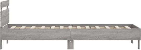 Pat King Size Gri Cu Plăci Pentru Saltea 200x200cm