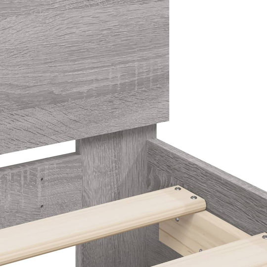 King Size Holzbetten Grau mit Lattenrost für Matratze 190x190cm