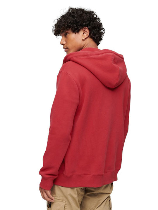 Superdry Men's Sweatshirt Jacket with Hood Red