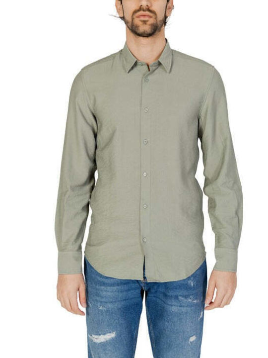 Antony Morato Men's Shirt Long Sleeve Green