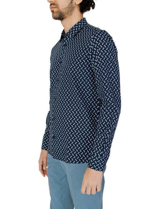 Antony Morato Men's Shirt Long Sleeve Cotton Blue