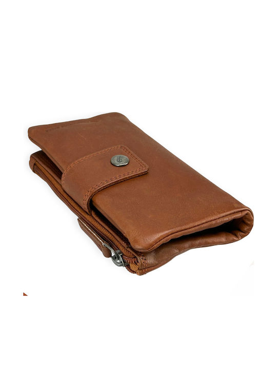 Large Leather Women's Wallet Coins with RFID Tabac Brown