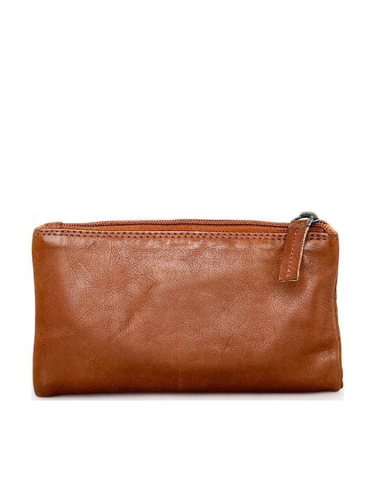 Large Leather Women's Wallet Coins with RFID Tabac Brown