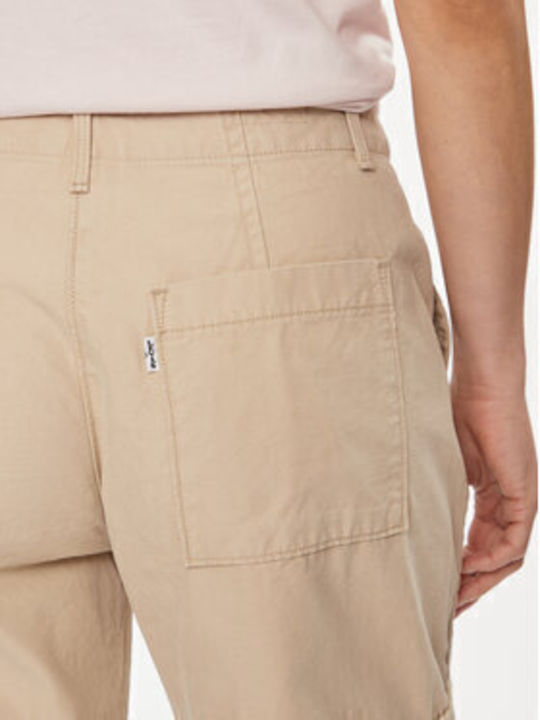 Γυναικείο Υφασμάτινο Παντελόνι σε Baggy Γραμμή Μπεζ
