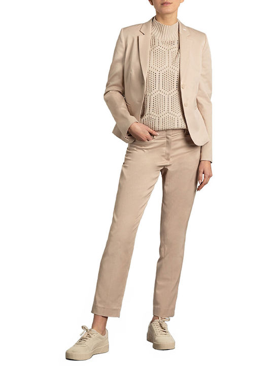 MORE & MORE Damen Stoff Hose Beige