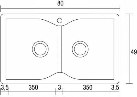 Crown R-82 Economic 6882 Ένθετος από Συνθετικό Γρανίτη Μ80xΠ49cm