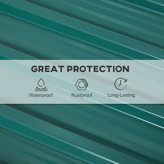 Outsunny Metal Fence Panel in Green Color 1.29m x 45cm