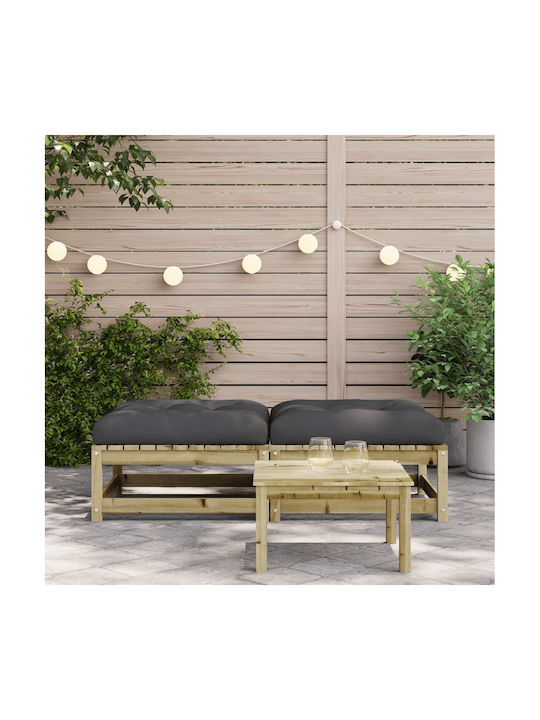 Scaun De Grădină Din Lemn Cub Pentru Exterior Cu Pernă Roz 2 Bucăți 70x70x30cm