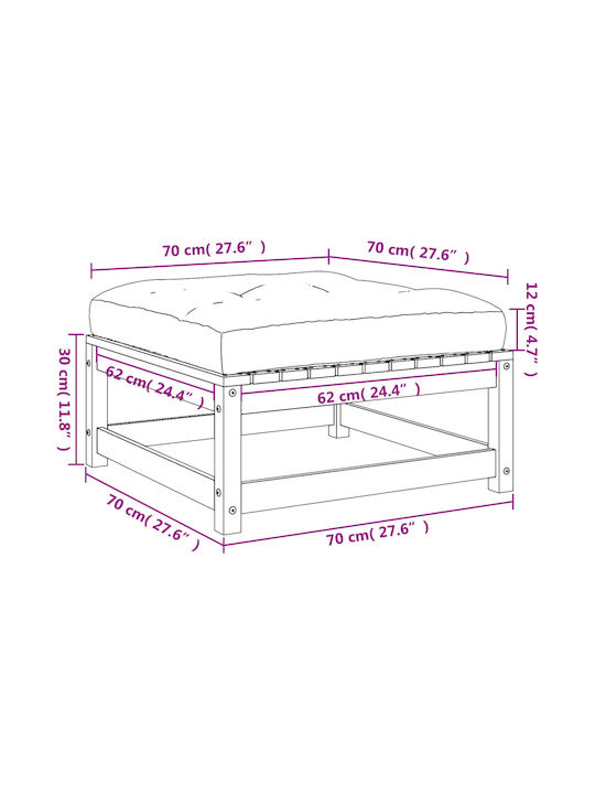 Scaun De Grădină Din Lemn Cub Pentru Exterior Cu Pernă Roz 2 Bucăți 70x70x30cm