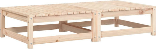 Wooden Cube Garden Stool with Beige Cushion 2 Pieces 70x70x30cm
