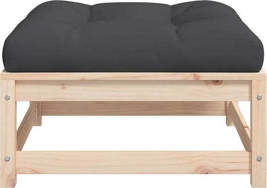 Wooden Cube Garden Stool with Beige Cushion 2 Pieces 70x70x30cm