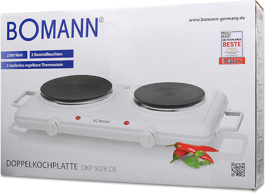 Bomann DKP 5028 Επιτραπέζια Εστία Εμαγιέ Διπλή Λευκή