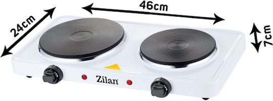 Zilan Enamel Countertop Double Burner White