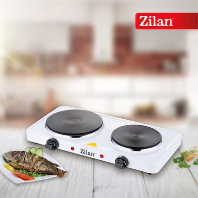 Zilan Enamel Countertop Double Burner White