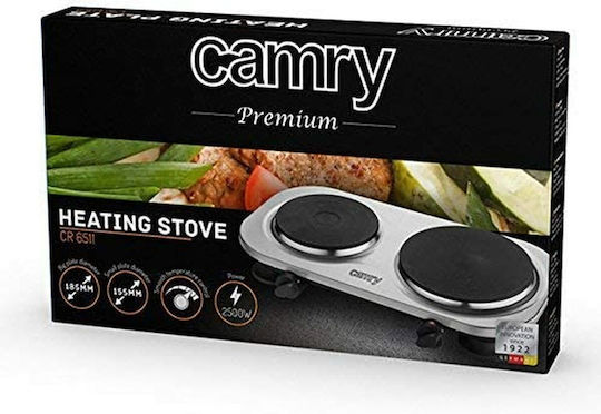 Camry Επιτραπέζια Εστία Εμαγιέ Διπλή Inox