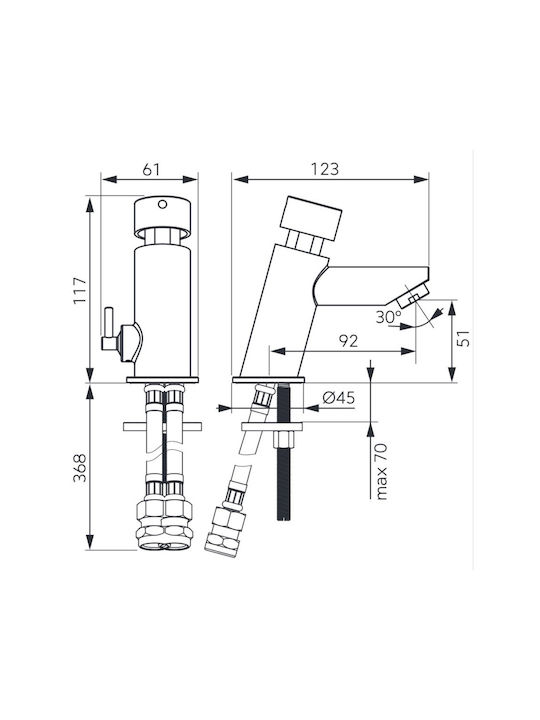 Ferro Presstige Mixing Sink Faucet Silver