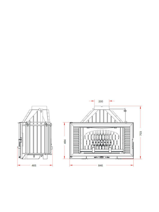 Invicta Wood Fireplace Insert Fan Heater with Straight Window 12kW